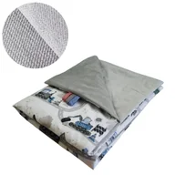 Koce i narzuty dla dzieci - Kocyk Dziecięcy 75x100 Ocieplany Koparki Niebieskie Nowe/Szary Bawełna/Velvet Polski Producent - miniaturka - grafika 1