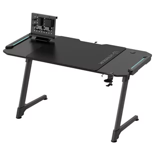 ULTRADESK Biurko dla gracza SPACE XXL V2 BLACK, 144x70 cm, 75 cm, Podświetlenie LED RGB z panelem dotykowym, z podkładką pod mysz - Biurka - miniaturka - grafika 1