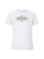 Koszulki męskie - Męska koszulka z nadrukiem - DZIADEK SREBRNO ZŁOTY NADRUK biały XL - miniaturka - grafika 1