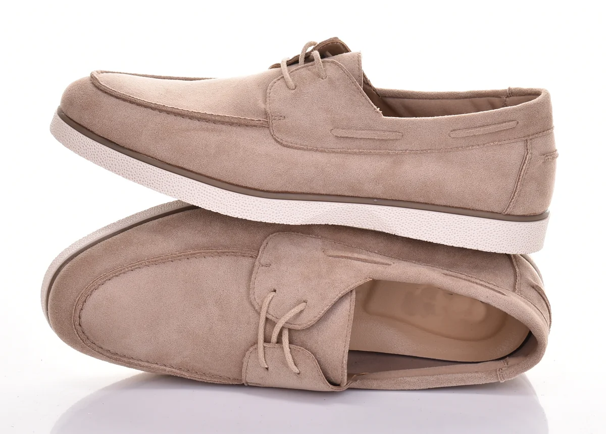 MOKASYNY MĘSKIE WSUWANE ELEGANCKIE EKOZAMSZ WYGODNE CASUAL BEŻOWE
