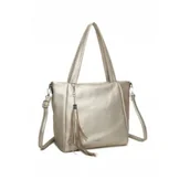 Torebki damskie - Stylowa Pojemna Złota Torebka Damska Shopper Torba A4 LUIGISANTO - miniaturka - grafika 1