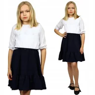 Sukienki - ELEGANCKA Sukienka KORONKA Z Falbanką SZKOŁA 158 - miniaturka - grafika 1