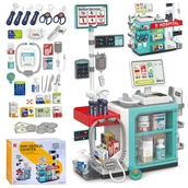 Zabawy w naśladowanie dorosłych - Zestaw Mały Doktor Farmaceuta Lekarski Apteka Sklep Kasa Skaner Lekarstwa - miniaturka - grafika 1
