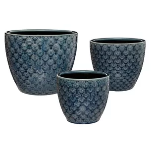 Doniczki ceramiczne 3 sztuki z orientalnym wzorem None - Donice - miniaturka - grafika 1