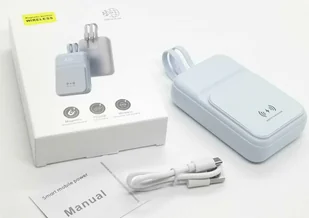POWERBANK Mini 10000 Sybkie Ładowanie Bezprzewodwe Cyfrowy wskaźnika BLUE - Powerbanki - miniaturka - grafika 1