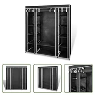 Szafy - The Living Store Szafa materiałowa z półkami i drążkami na ubrania 45×150×176 cm Czarny - miniaturka - grafika 1