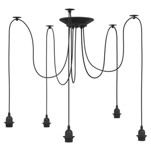 vidaXL Lampa wisząca z 5 uchwytami na żarówki E27 Czarny metal - Lampy ogrodowe - miniaturka - grafika 1