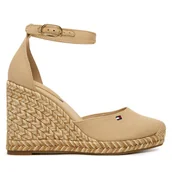 Espadryle damskie - Espadryle Tommy Hilfiger Wedge FW0FW09225 Beżowy - miniaturka - grafika 1