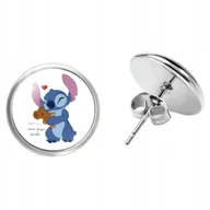 Biżuteria dla dzieci - Kolczyki wkrętki okrągłe stworek z misiem delikatna biżuteria słodki wzór - miniaturka - grafika 1