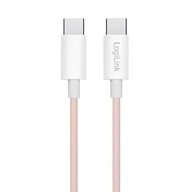 Kable USB - LogiLink USB-C 1.0m w nylonowym oplocie różowy - miniaturka - grafika 1