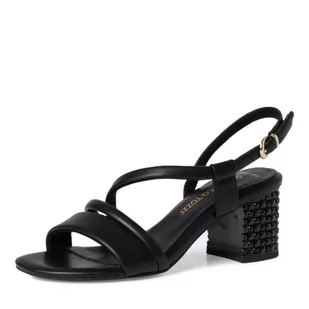 Marco Tozzi Sandały damskie 2-28304-38 z obcasem, Black Nappa, 36 EU - Sandały damskie - miniaturka - grafika 1