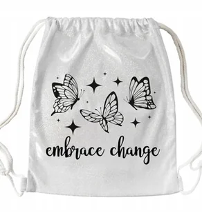 WOREK PLECAK Brokatowy Srebrny Na Prezent Delikatne EMBRACE CHANGE Wzory - Plecaki worki WOREK PLECAK Brokatowy Srebrny Na Prezent Delikatne EMBRACE CHANGE Wzory - Plecaki worki - miniaturka - grafika 1
