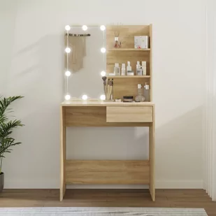 Toaletka z oświetleniem LED, dąb sonoma, 74,5x40x141 cm Lumarko! - Toaletki - miniaturka - grafika 1