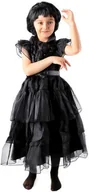 Zabawy w naśladowanie dorosłych - STRÓJ CZARNA SUKIENKA BALOWA WEDNESDAY ADDAMS 150 - miniaturka - grafika 1