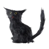 Stroje karnawałowe - WIDMANN Kot z sierści Halloween-dekoracyjna figurka czarna 12 cm rozmiar uniwersalny - miniaturka - grafika 1