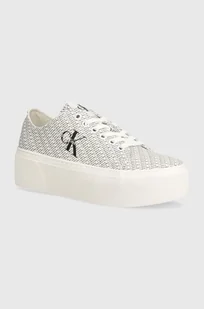 Calvin Klein Jeans tenisówki FLATFORM+ CUPSOLE LOW LACE CS MR damskie kolor biały YW0YW01420 - Trampki damskie - miniaturka - grafika 1