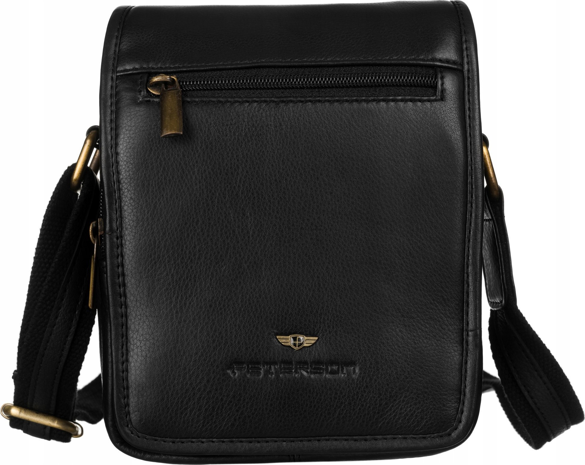 Peterson Skórzana Listonoszka Męska Z Zewnętrzną Kieszenią Na Suwak!