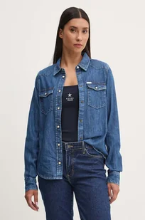 Guess Jeans koszula jeansowa damska kolor niebieski slim z kołnierzykiem klasycznym W4YH35 D5EI3 - Koszule damskie - miniaturka - grafika 1