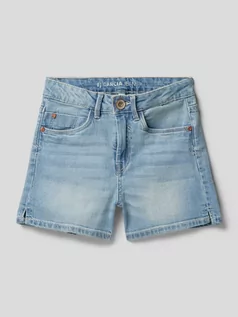 Spodnie i spodenki dla dziewczynek - Szorty jeansowe z naszywką z logo - grafika 1