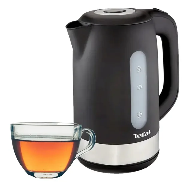NOWOCZESNY czarny Czajnik elektryczny BEZPRZEWODOWY TEFAL 2400W 1,7L MOCNY