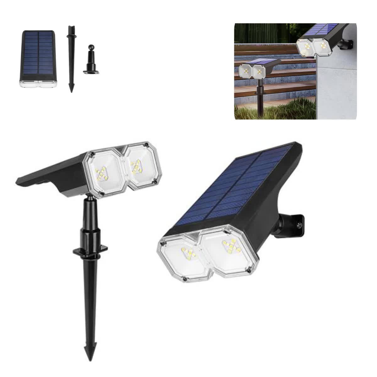 Lampka Solarna Ogrodowa Led Lampa Ścienna 2W1 Czarna Duo 3653 Lvt