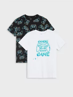 Koszulki dla chłopców - Sinsay - Koszulki 2 pack - czarny - grafika 1