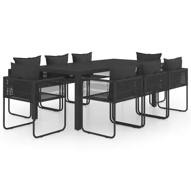Zestaw Mebli Ogrodowych z Rattanu PVC i Aluminiowego Stołu, Czarny, 184,5x