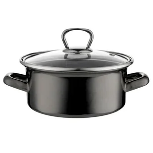 Garnek emaliowany prosty niski METALICO pokrywka 16 cm 1,4 l - Garnki - miniaturka - grafika 1