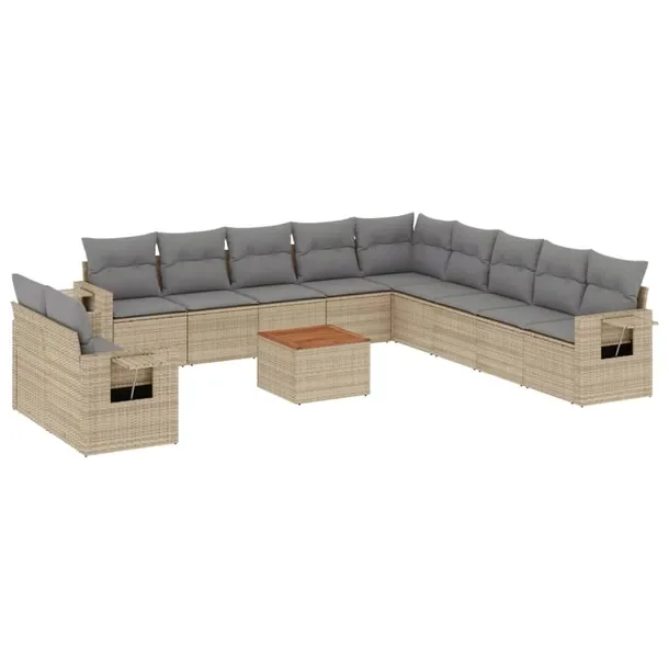 Zestaw mebli ogrodowych modułowych beżowy rattan PE, 62 x 62 x 69 cm