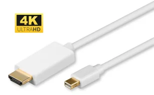 Microconnect MDPHDMI1-4K adapter kablowy 1 m Mini DisplayPort HDMI Typu A (Standard) Biały - Złącza, przejściówki, adaptery - miniaturka - grafika 1