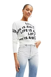 Desigual Women's JERS_Bet 1001 RAW sweter damski, biały, M - Swetry damskie - miniaturka - grafika 1