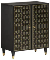 Meble do przedpokoju - Czarna dwudrzwiowa szafka na nóżkach - Rebex 19X - miniaturka - grafika 1