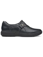 Kapcie damskie - Clarks Skórzane slippersy "Caroline Pearl" w kolorze czarnym - miniaturka - grafika 1
