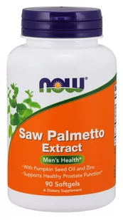 NOW Foods - Saw Palmetto Extract z Olejem z Pestek Dynii i Cynkiem, 80mg, 90 kapsułek miękkich - Suplementy naturalne - miniaturka - grafika 1