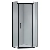 Kabiny prysznicowe - Czarna kabina prysznicowa pięciokątna 90x90 drzwi uchylne KZ91B - miniaturka - grafika 1