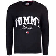 Swetry męskie - TOMMY HILFIGER SWETER MĘSKI TJM RLX NEW VARSITY SWEATER CZARNY r.XL - miniaturka - grafika 1