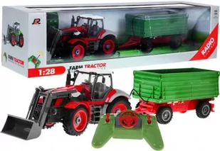 ZESTAW FARMERA: Duży Zdalnie Sterowany Traktor z Przyczepą (1:28) + Pilot Radiowy. - Samochody i pojazdy dla dzieci - miniaturka - grafika 1