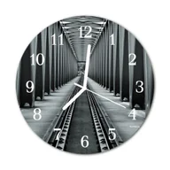 Naklejki na drzwi i meble - Zegar szklany okrągły Tory kolejowe - miniaturka - grafika 1