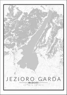 Plakaty - Plakat, Jezioro Garda, Włochy mapa czarno biała, 70x100 cm - miniaturka - grafika 1
