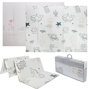 Dwustronna składana kolorowa edukacyjna piankowa mata dziecięca XXL 180x200 cm - słoniki - Maty edukacyjne - miniaturka - grafika 1