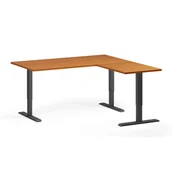 Biurka - Stół z regulacją wysokości, 3 silniki, 745 - 1215 mm, narożnik L/P, blat 1600 x 1600 mm, podstawa czarna, czereśnia - miniaturka - grafika 1
