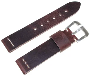 Skórzany pasek do zegarka 24 mm JVD R41102-24 ciemnobrązowy - Akcesoria do zegarków - miniaturka - grafika 1