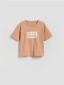 Bluzki dla niemowląt - Reserved - Bawełniany t-shirt - miedziany - miniaturka - grafika 1