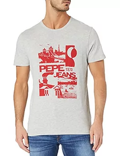 Koszulki męskie - Pepe Jeans Męski T-shirt Dan, 933 szary Marl, S - grafika 1