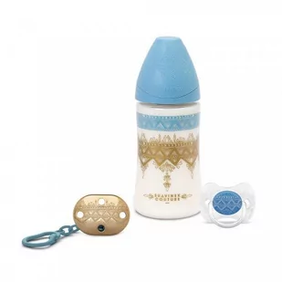 Suavinex Zestaw butelka 270 ml 3p + smoczek 0-4m) + klip niebieski - Smoczki do butelek - miniaturka - grafika 1