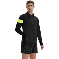 Bluzy męskie - Macron Męska bluza Run Scc Conrad lekka rozciągliwa na zamek błyskawiczny na całej długości, czarna / Nyel Man, czarna, L, Czarny, L - miniaturka - grafika 1