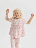Bluzki dla niemowląt - Reserved - Bawełniany t-shirt w kwiaty - pastelowy róż - miniaturka - grafika 1
