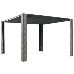 shumee Altana z dachem polirattan 300x300x200cm szary i antracytowy - Altany ogrodowe - miniaturka - grafika 1