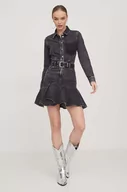 Sukienki - Karl Lagerfeld Jeans sukienka jeansowa kolor szary mini rozkloszowana - miniaturka - grafika 1