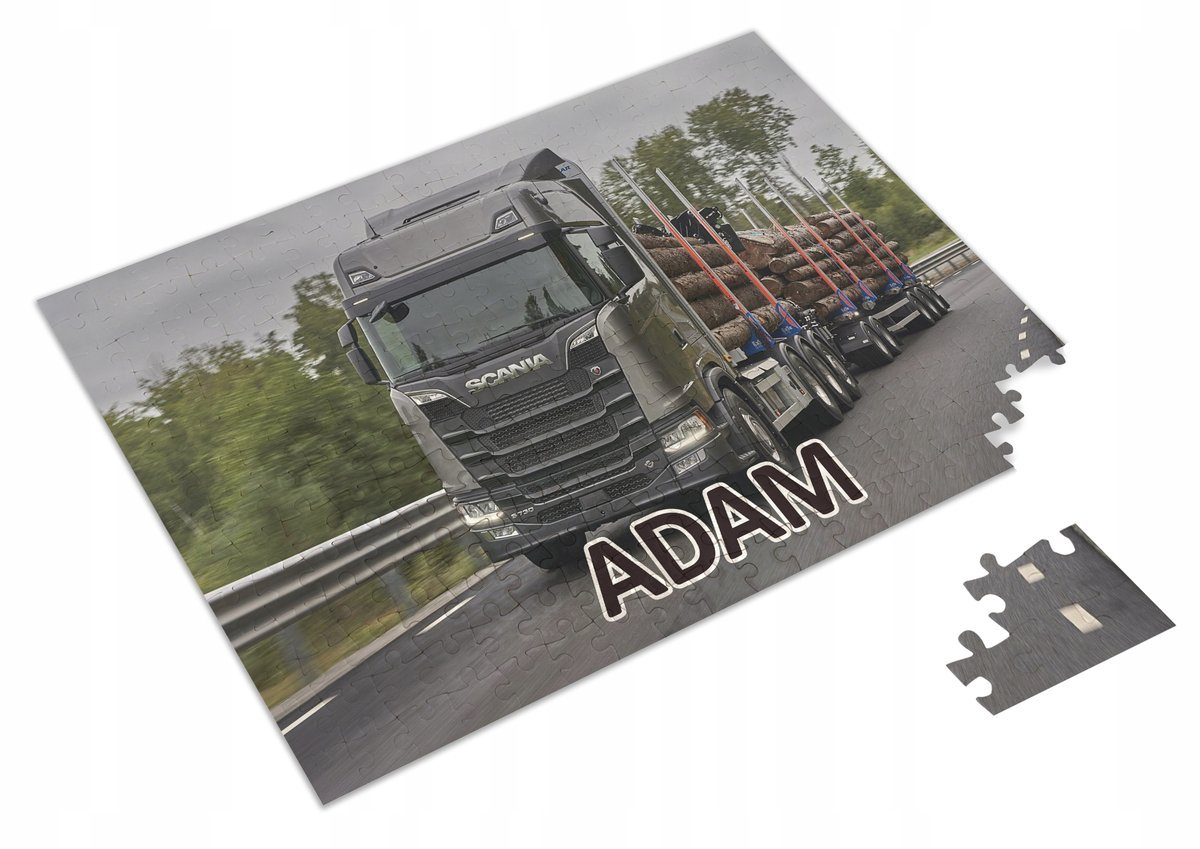 PUZZLE Ciężarówka Tir SCANIA + IMIĘ Pudełko A3 252 el. #15